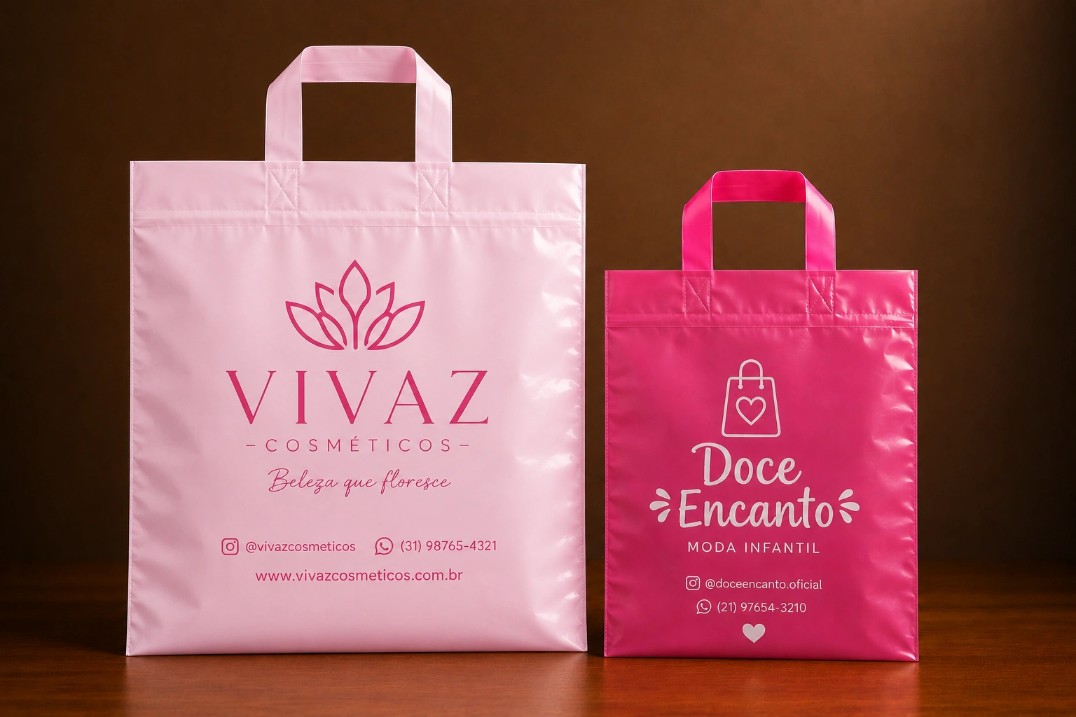 Sacolas alça fita coloridas