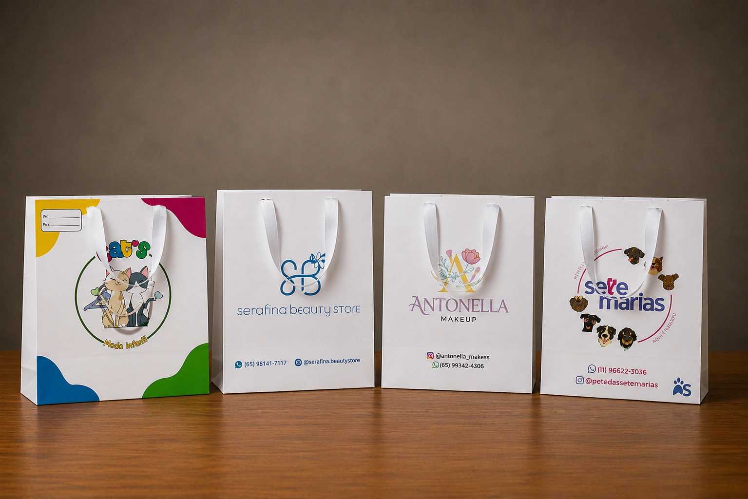 Sacolas brancas em offset