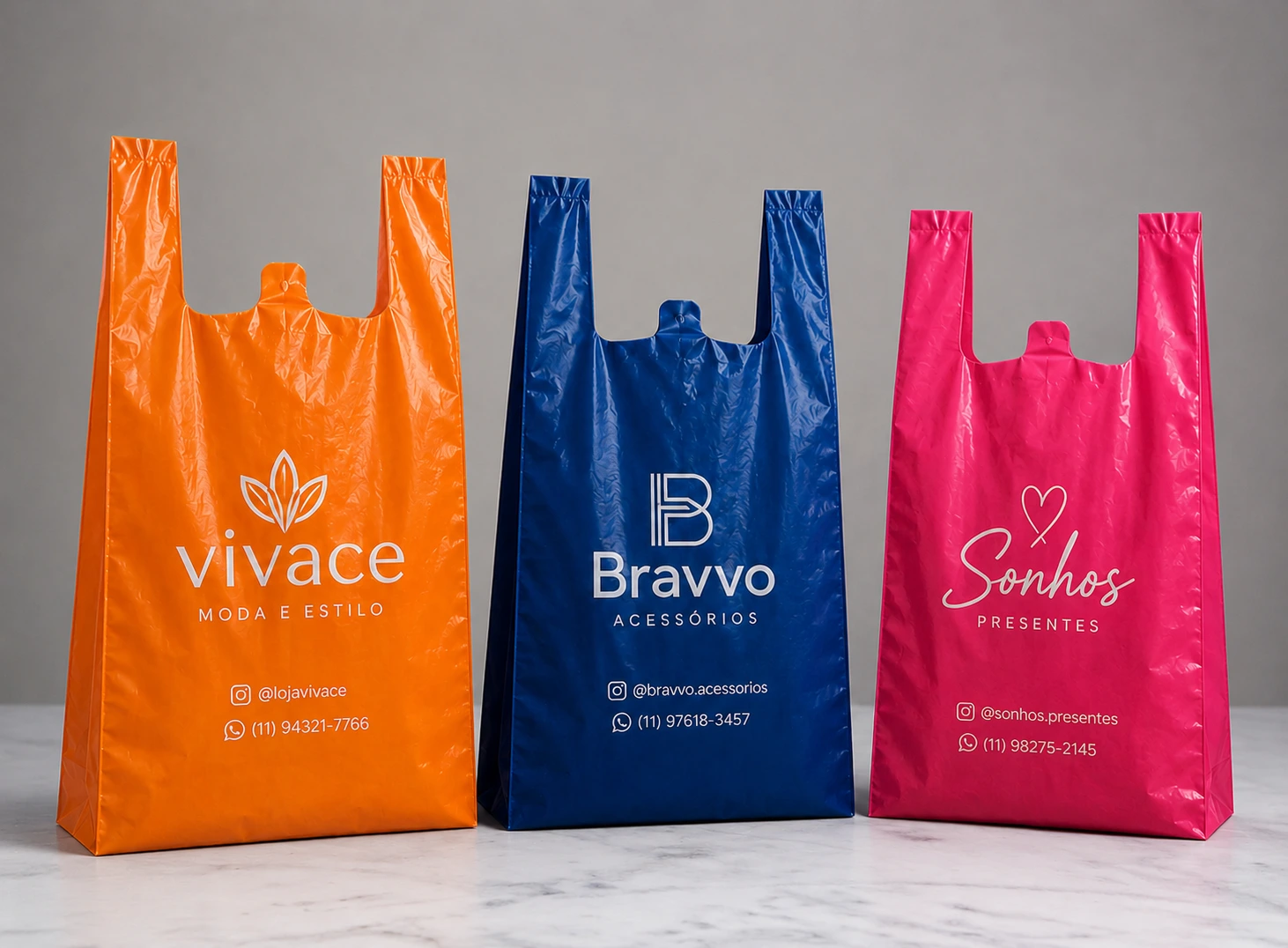 Sacolas alça coloridas